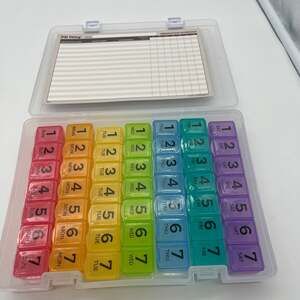 7 Times a Day Weekly Pill Box Organizer Case, Secure 7X Pillbox with M – ,
